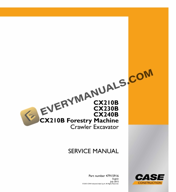 case cx210b cx230b cx240b cx210b forestry machine crawler excavator service manual 47915916 1