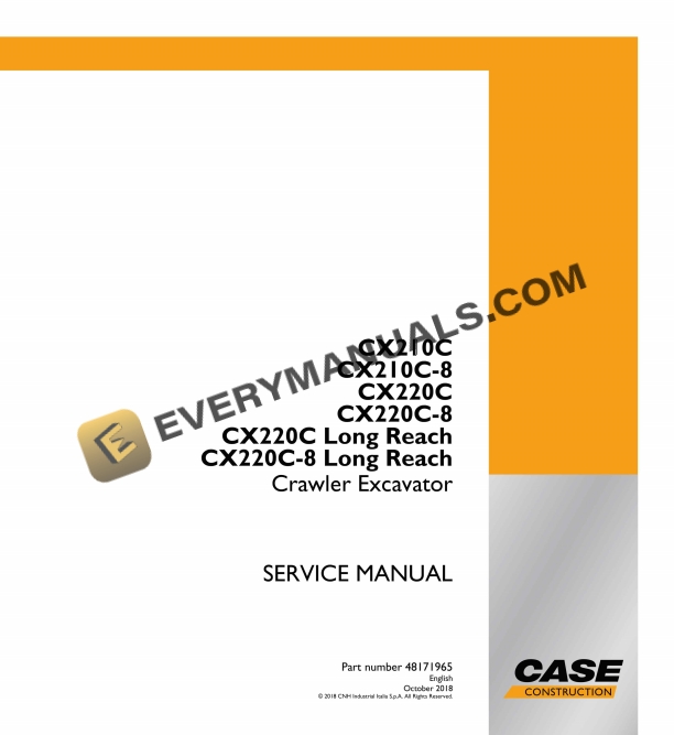 Case CX210C, CX210C-8, CX220C, CX220C Service Manual 48171965 PDF 2 case cx210c cx210c 8 cx220c cx220c service manual 48171965 1