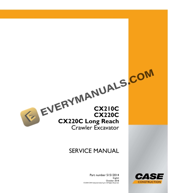 case cx210c cx220c cx220c long reach crawler excavator service manual 51512014 1