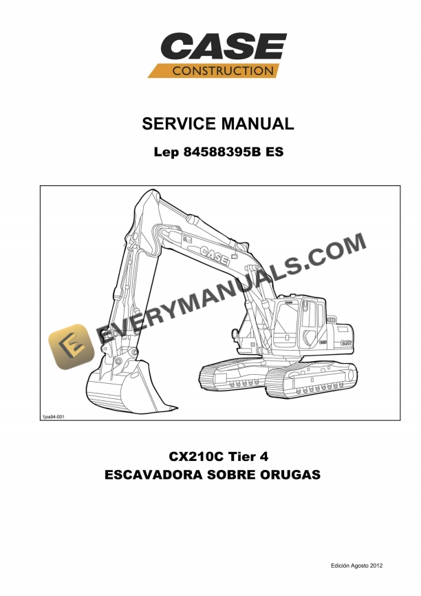 case cx210c tier 4 crawler excavator service manual 84588395b es 1