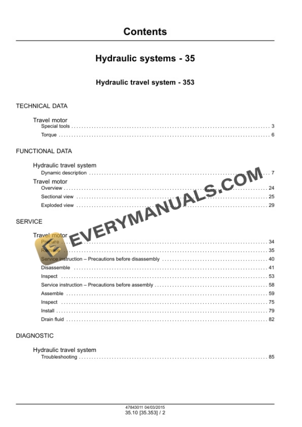 Case CX210D Crawler Excavator LC Version (Tier 4 Final) Service Manual 47843011-3