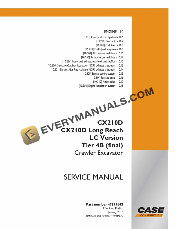 case cx210d cx210d long reach lc version tier 4b final crawler excavator service manual 47979842 1