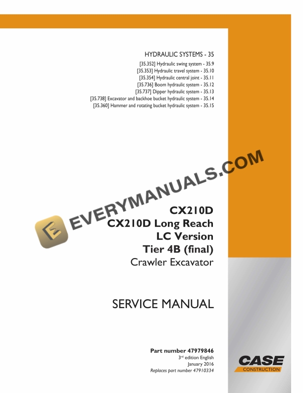 case cx210d cx210d long reach lc version tier 4b final crawler excavator service manual 47979846 1
