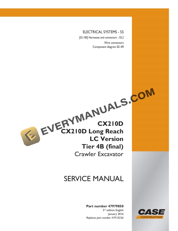 case cx210d cx210d long reach lc version tier 4b final crawler excavator service manual 47979850 1