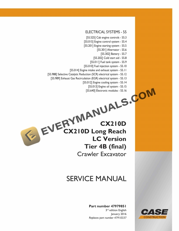 case cx210d cx210d long reach lc version tier 4b final crawler excavator service manual 47979851 1