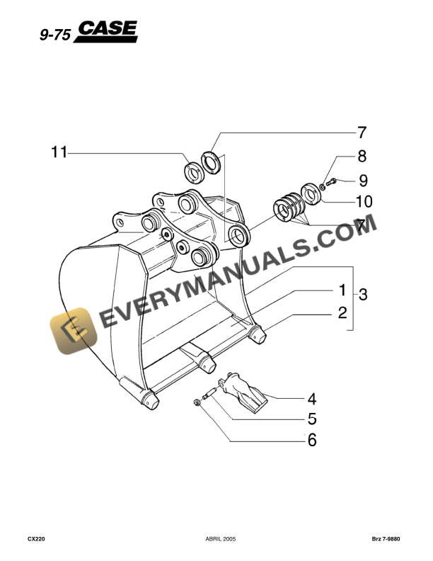 Case CX220 Hydraulic Excavator Parts Catalog 7-9880.-5