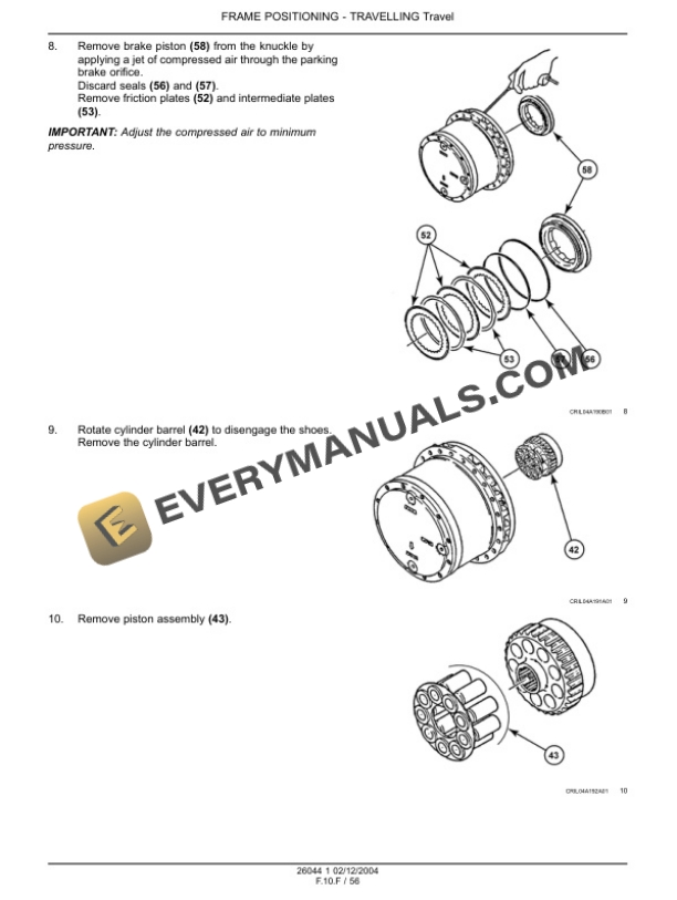 Case CX225SR Crawler Excavator Service Manual 9-88322-4
