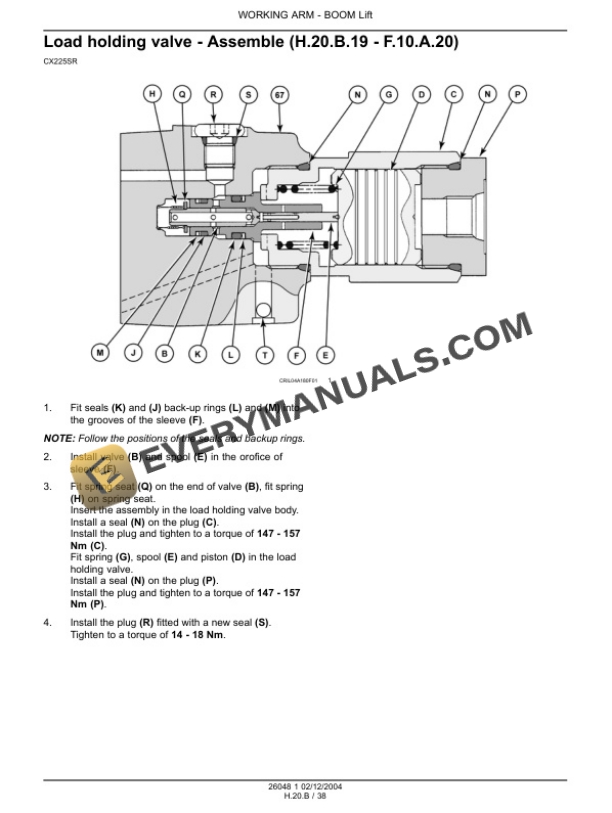 Case CX225SR Crawler Excavator Service Manual 9-88322-5