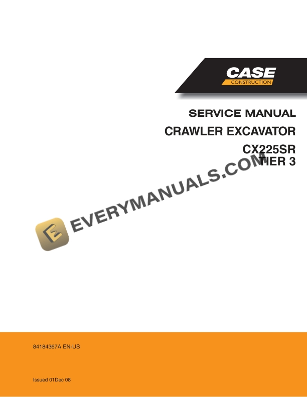 case cx225sr tier 3 crawler excavator service manual 84184367a en us 1