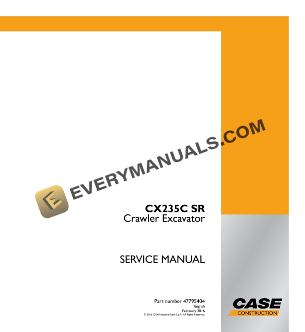 case cx235c sr crawler excavator service manual 47795404 1