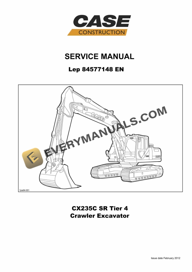case cx235c sr tier 4 crawler excavator service manual 84577148 1
