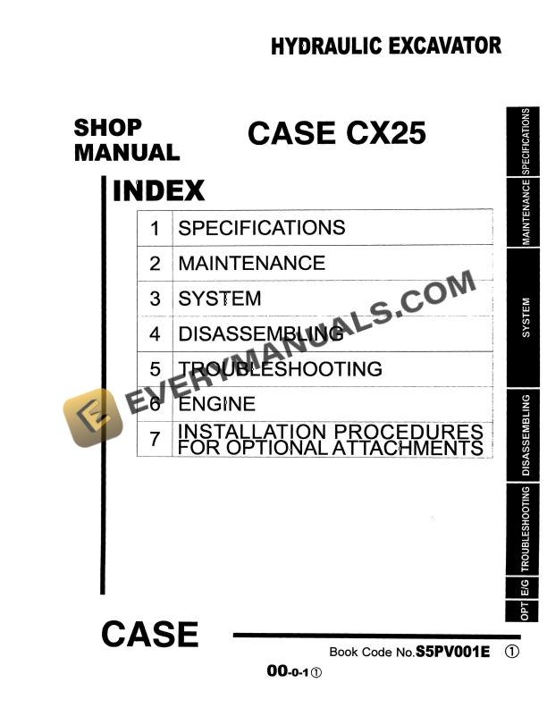 Case CX25 Hydraulic Excavator Shop Manual 6-49200 PDF
