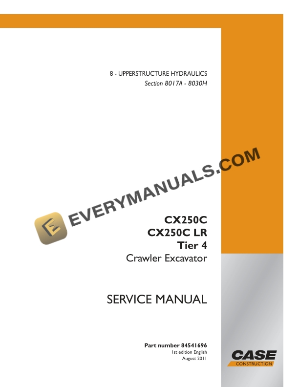 Case CX250C, CX250C LR Tier 4 Crawler Excavator Service Manual 84541696 PDF 1 case cx250c cx250c lr tier 4 crawler excavator service manual 84541696 1