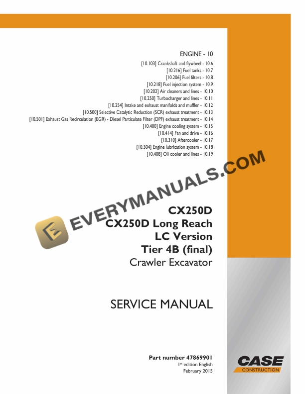 case cx250d cx250d long reach lc version tier 4b final crawler excavator service manual 47869901 1