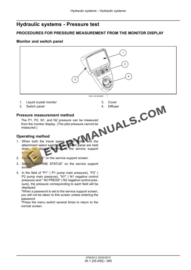 Case CX250D, CX250D Long Reach LC Version Tier 4B (Final) Crawler Excavator Service Manual 47869903-3