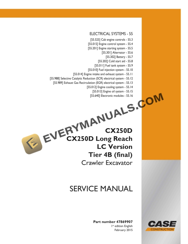 case cx250d cx250d long reach lc version tier 4b final crawler excavator service manual 47869907 1
