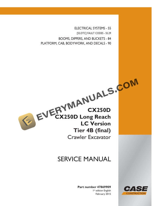 case cx250d cx250d long reach lc version tier 4b final crawler excavator service manual 47869909 1