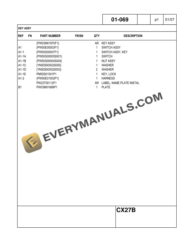 Case CX27B Compact Crawler Excavator Parts Catalog S3PV00023ZE01 NA-3