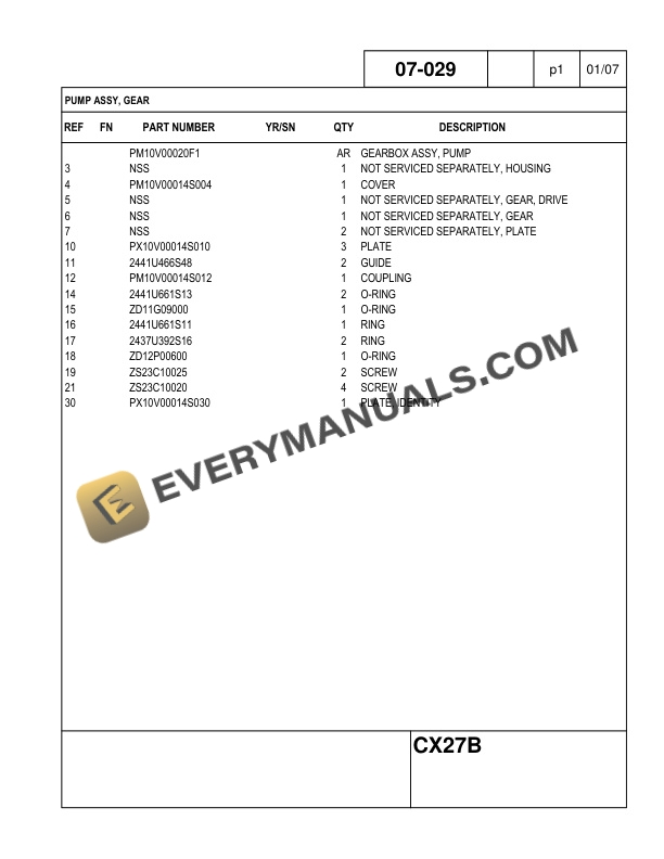 Case CX27B Compact Crawler Excavator Parts Catalog S3PV00023ZE01 NA-5