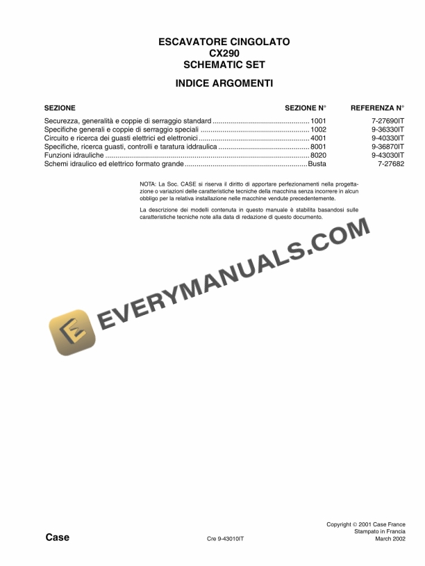 case cx290 crawler excavator schematic set 9 43010it 1