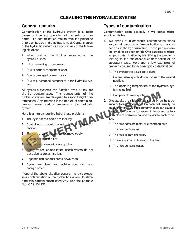Case CX290 Crawler Excavator Service Manual 9-53581-3