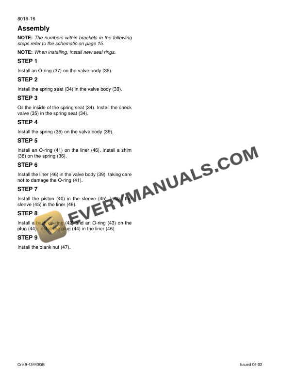 Case CX290 Crawler Excavator Service Manual 9-53581-5