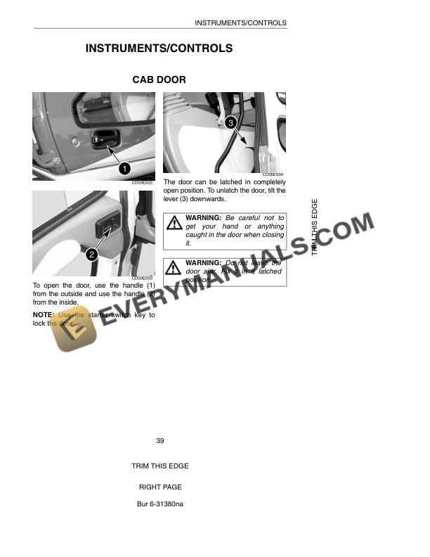 Case CX290 Excavator Operator Manual 6-31380-2