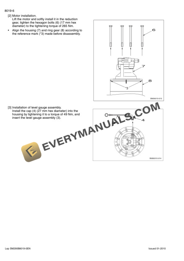 Case CX290B Crawler Excavator Service Manual 87616577B-5
