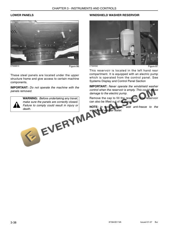 Case CX290B Excavator Operator Manual 87364351-3