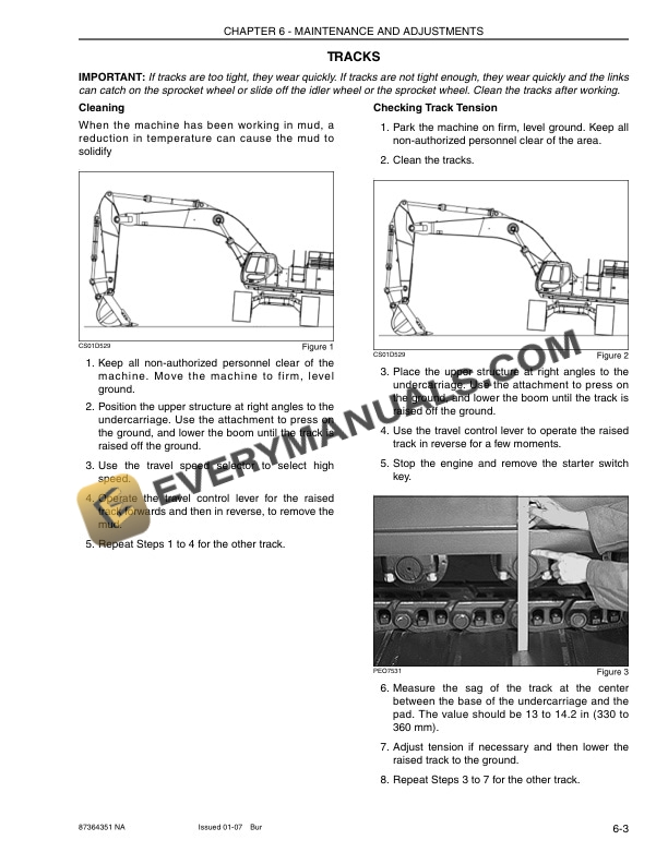 Case CX290B Excavator Operator Manual 87364351-5