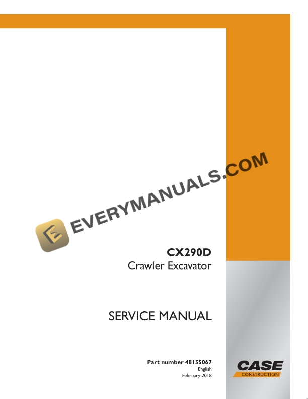 case cx290d crawler excavator service manual 48155067 1
