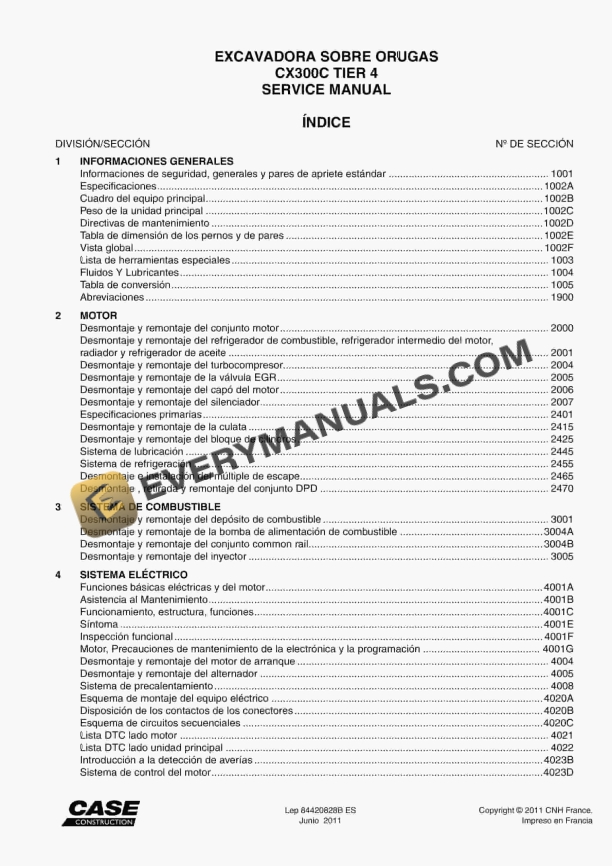 case cx300c tier 4 tracked excavator service manual 84420828b es 1