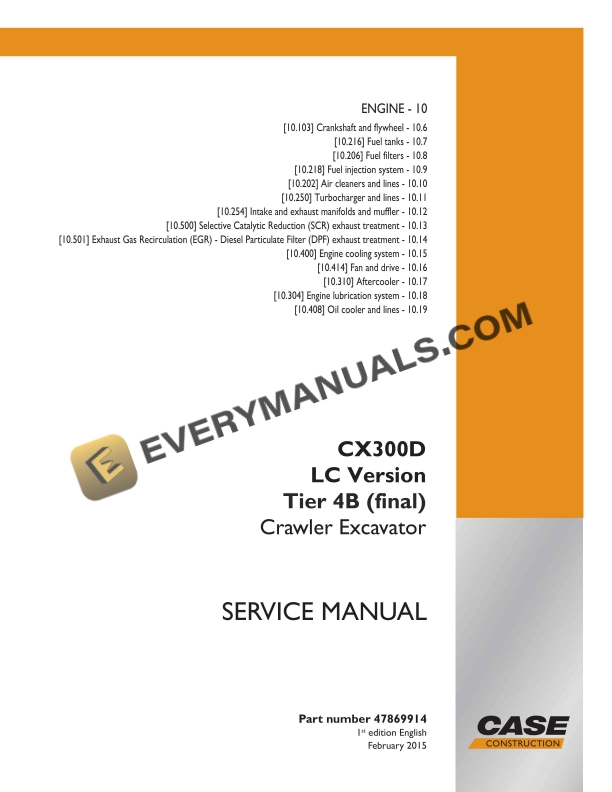 case cx300d lc version tier 4b final crawler excavator service manual 47869914 1