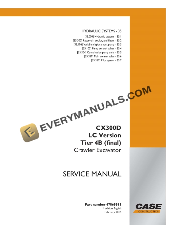 case cx300d lc version tier 4b final crawler excavator service manual 47869915 1