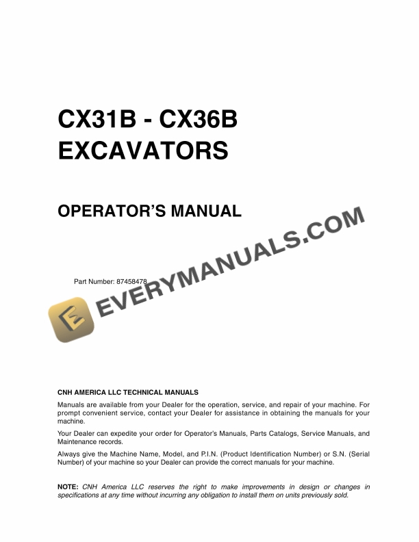 case cx31b cx36b excavator operator manual 87458478 1