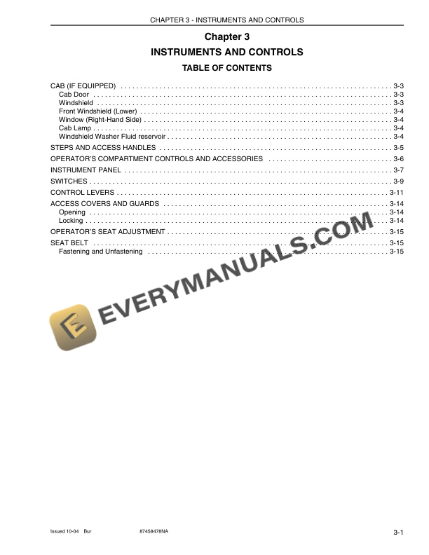 Case CX31B, CX36B Excavator Operator Manual 87458478-2
