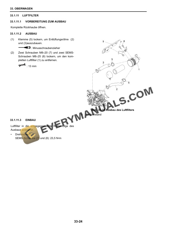 Case CX31B, CX36B Hydraulic Excavator Repair Manual 9-91751 DE-3