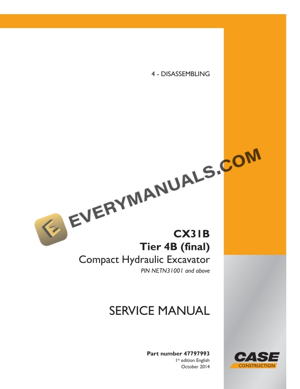 case cx31b tier 4b final compact hydraulic excavator service manual 47797993 1