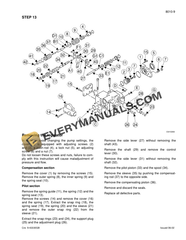 Case CX330 Crawler Excavator Service Manual 9-53592-4