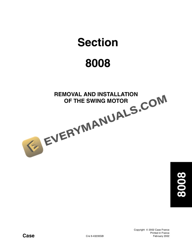 Case CX330, CX350 Crawler Excavator Service Manual 9-42890-4