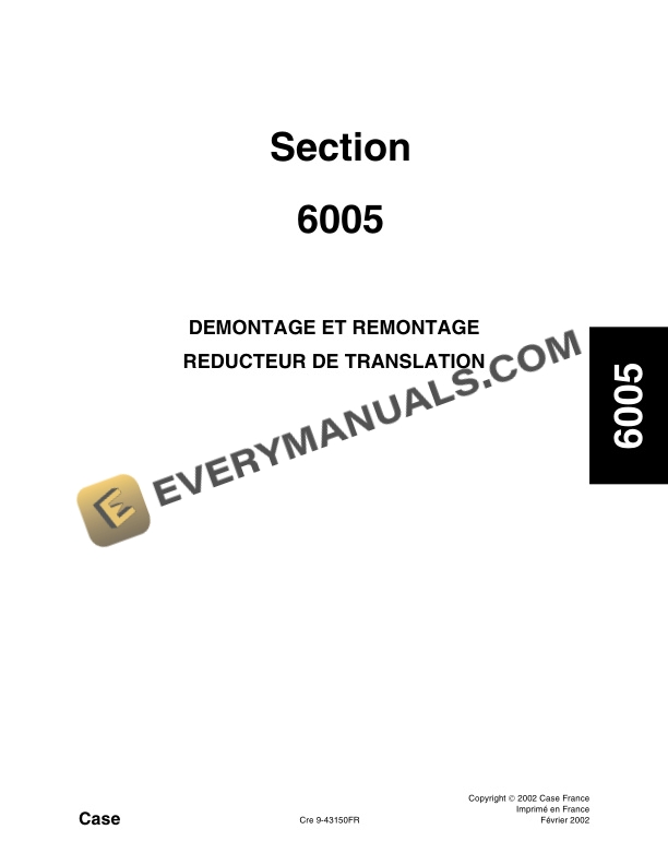 Case CX330, CX350 Crawler Excavator Service Manual 9-43570 FR PDF 5 Case CX330, CX350 Crawler Excavator Service Manual 9-43570 FR PDF - Image 3