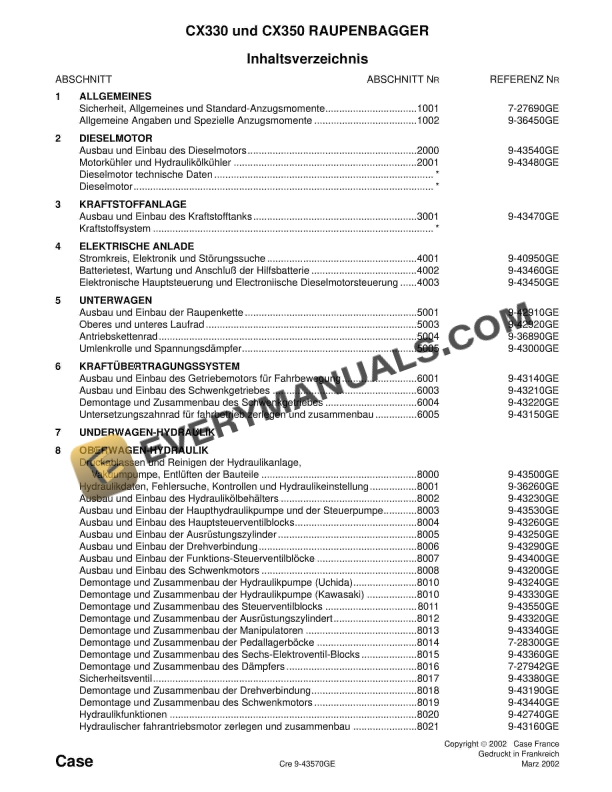 case cx330 cx350 crawler excavator service manual 9 43570ge 1