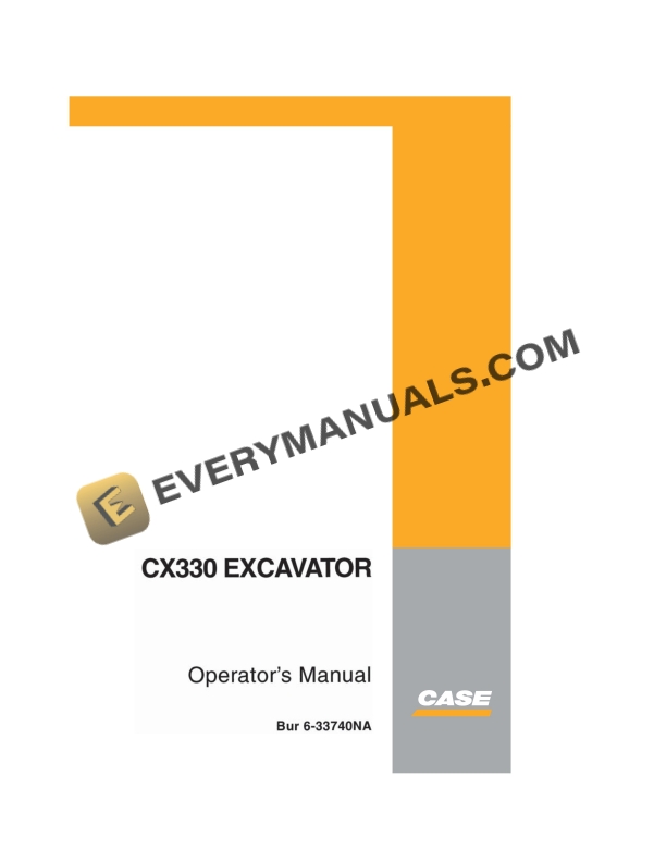 Case CX330 Excavator Operator Manual 6-33740NA PDF