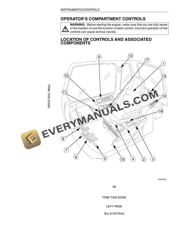 Case CX330 Excavator Operator Manual 6-33740NA-2