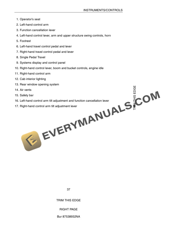 Case CX330 Excavator Operator Manual 87538932NA-2