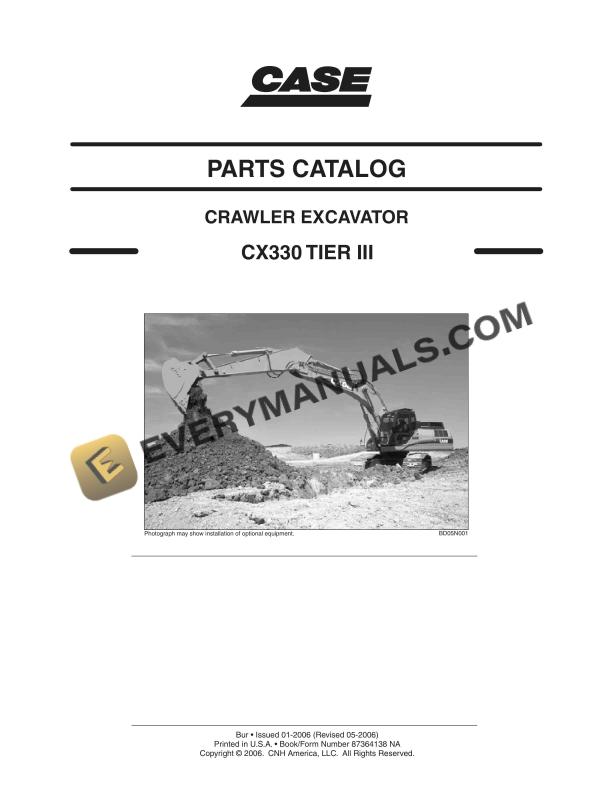 Case CX330 Tier 3 Crawler Excavator Parts Catalog 87364138 NA PDF
