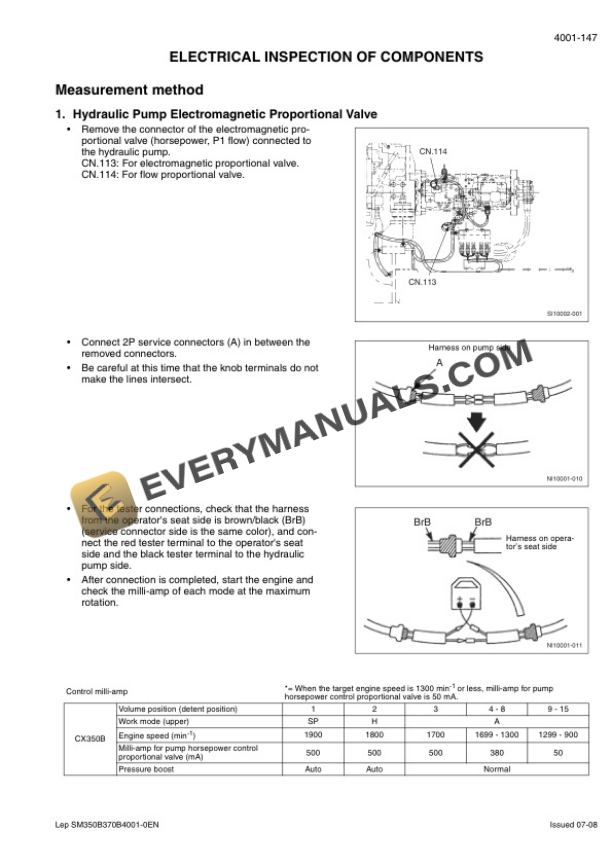 Case CX350B, CX370B Crawler Excavator Service Manual 47945155-2
