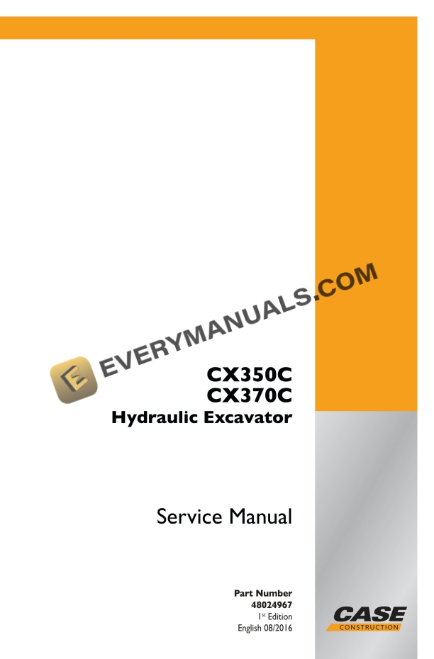 case cx350c cx370c hydraulic excavator service manual 48024967 1