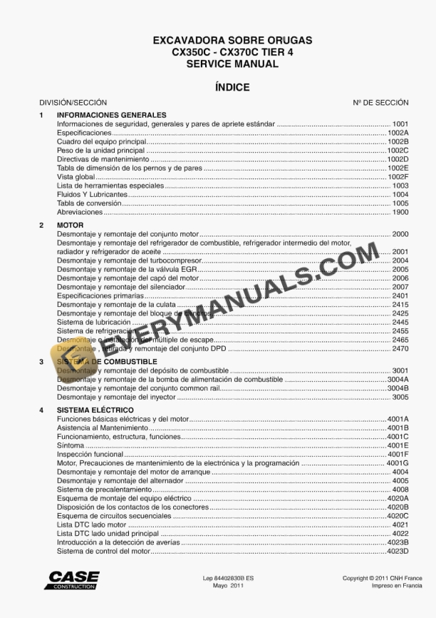 case cx350c cx370c tier 4 crawler excavator service manual 84402830b es 1