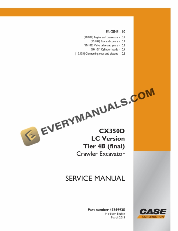 case cx350d lc version tier 4b final crawler excavator service manual 47869925 1